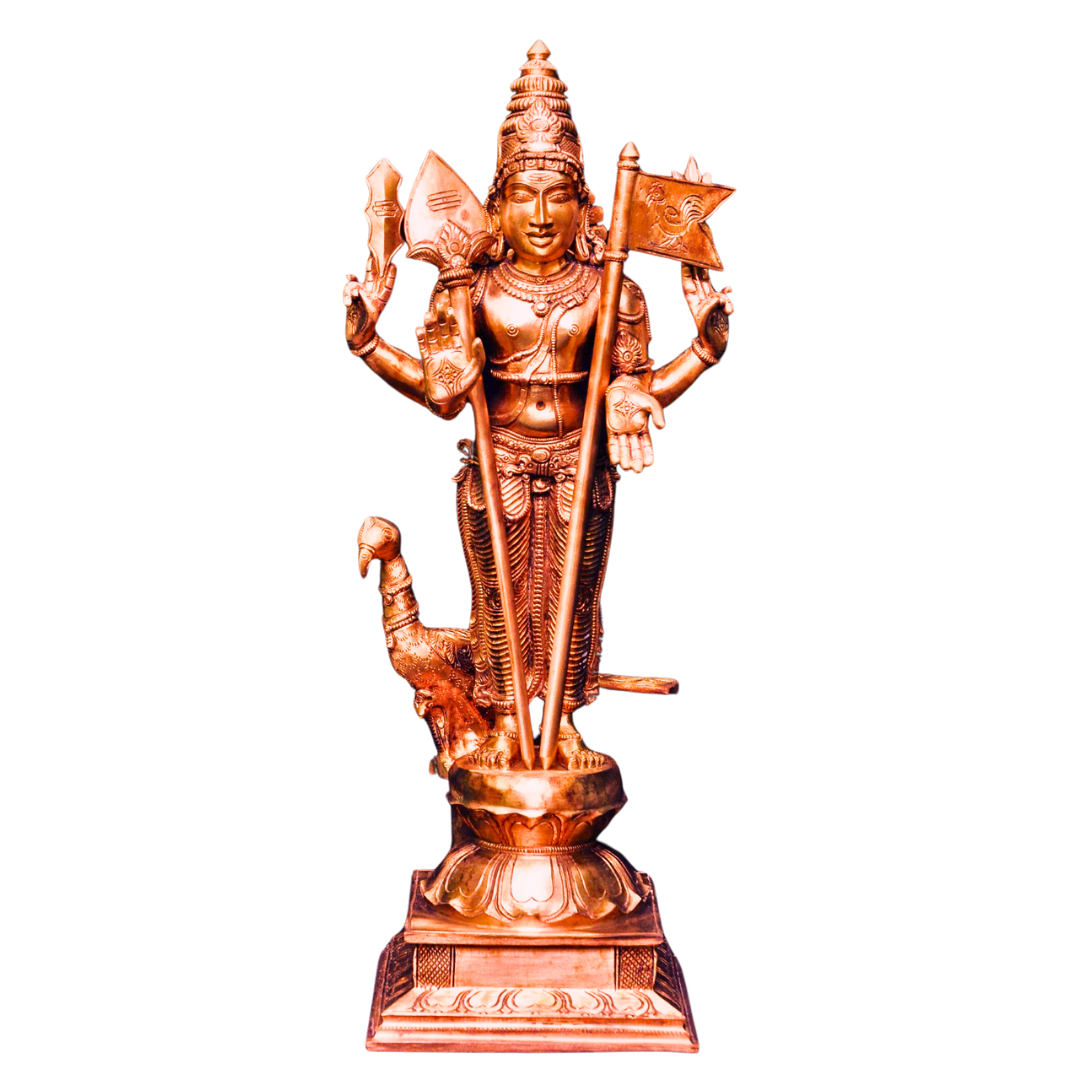 Murugan with peacock in panchalogam