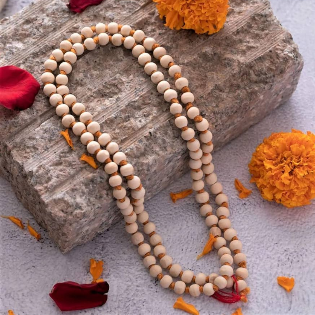 Classic Jaba Mala with white Beads