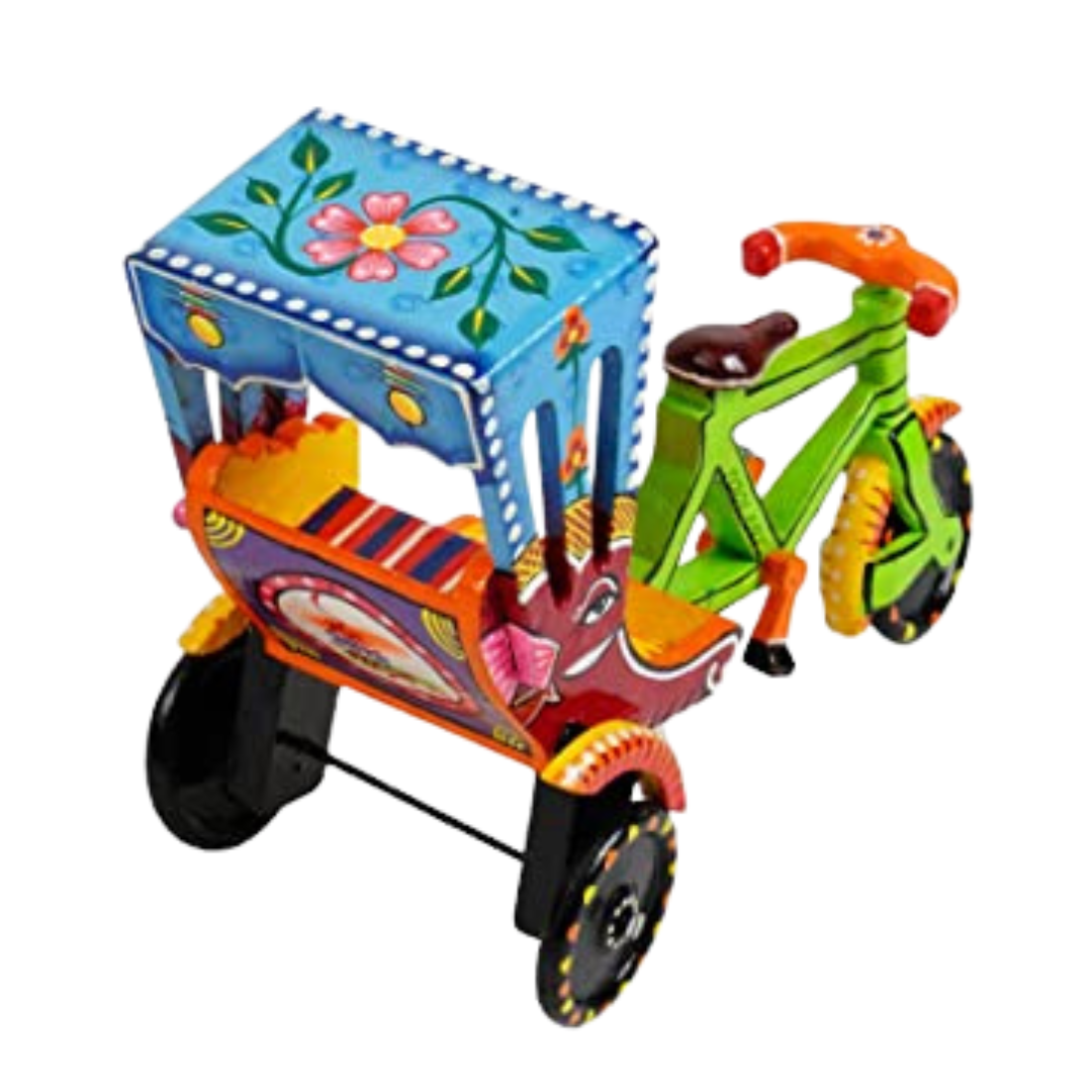 Traditional Colourful Rickshaw wooden toy