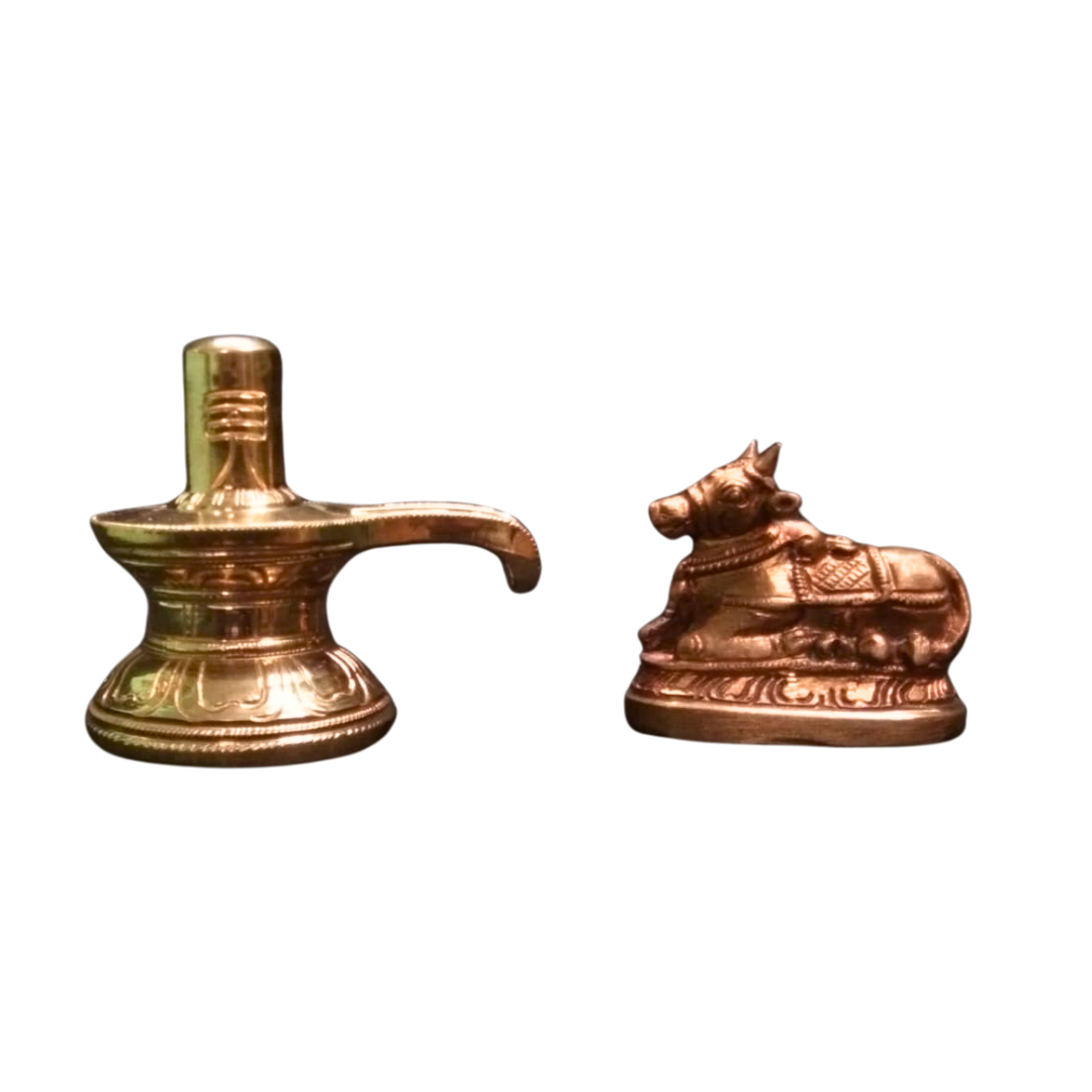 Brass Lingam and Nandi Statue